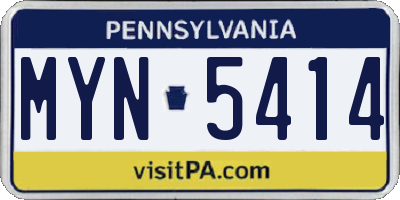 PA license plate MYN5414