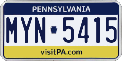 PA license plate MYN5415