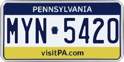 PA license plate MYN5420