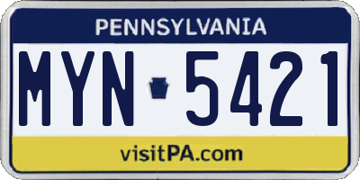 PA license plate MYN5421