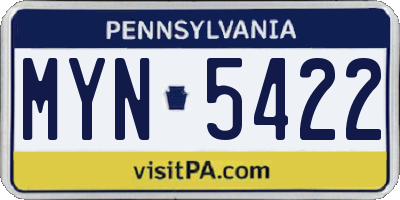 PA license plate MYN5422