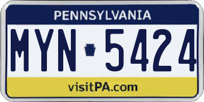 PA license plate MYN5424