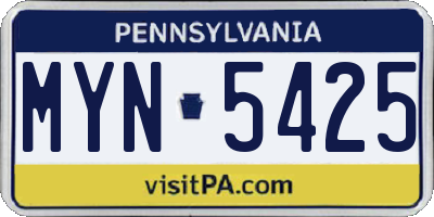 PA license plate MYN5425