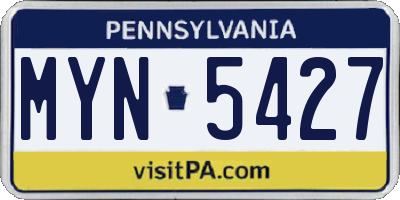 PA license plate MYN5427