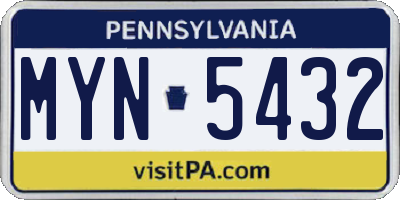 PA license plate MYN5432