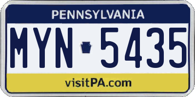PA license plate MYN5435