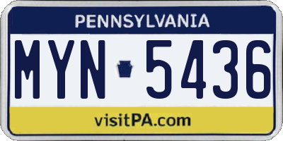PA license plate MYN5436