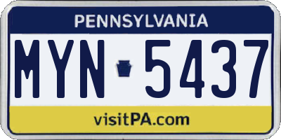 PA license plate MYN5437