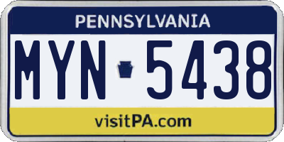 PA license plate MYN5438