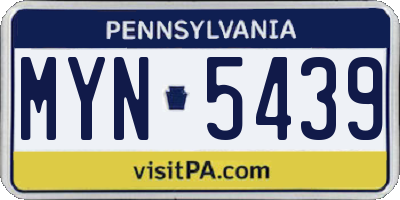 PA license plate MYN5439