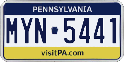 PA license plate MYN5441