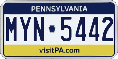 PA license plate MYN5442