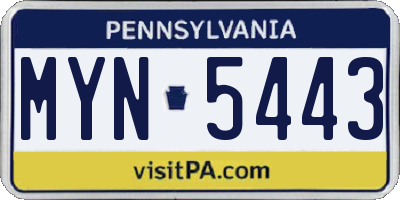 PA license plate MYN5443
