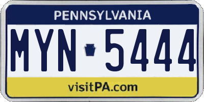 PA license plate MYN5444