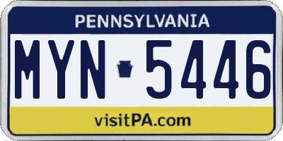 PA license plate MYN5446