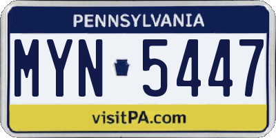 PA license plate MYN5447
