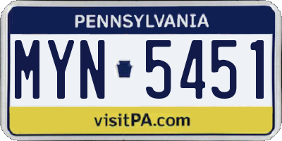 PA license plate MYN5451