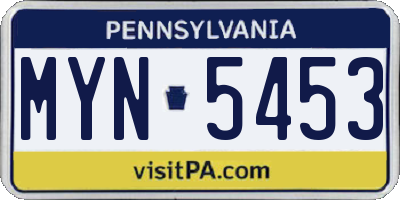 PA license plate MYN5453