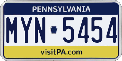 PA license plate MYN5454