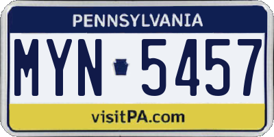 PA license plate MYN5457