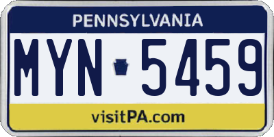 PA license plate MYN5459