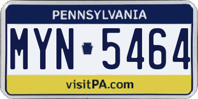 PA license plate MYN5464