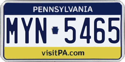 PA license plate MYN5465