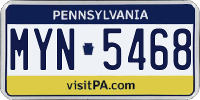 PA license plate MYN5468