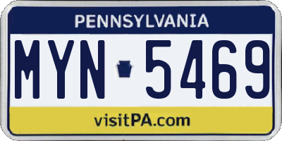 PA license plate MYN5469