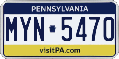 PA license plate MYN5470