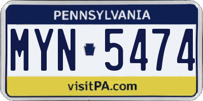 PA license plate MYN5474
