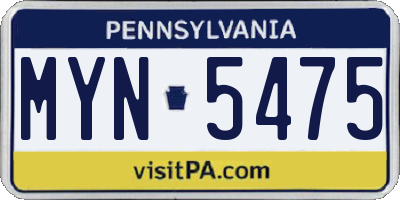 PA license plate MYN5475