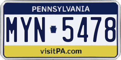 PA license plate MYN5478
