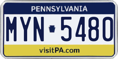 PA license plate MYN5480