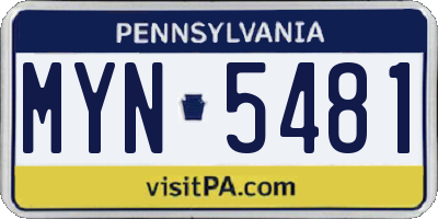 PA license plate MYN5481
