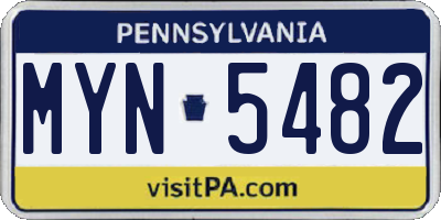 PA license plate MYN5482