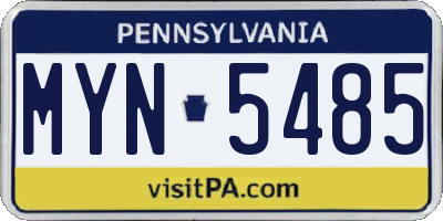 PA license plate MYN5485