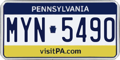 PA license plate MYN5490