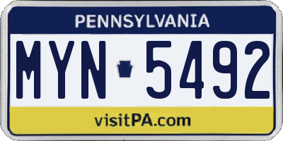 PA license plate MYN5492