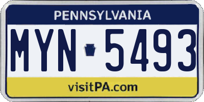 PA license plate MYN5493