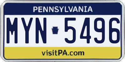 PA license plate MYN5496