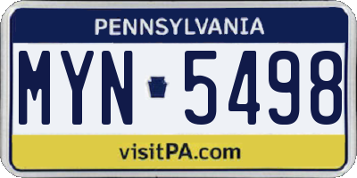 PA license plate MYN5498
