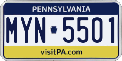 PA license plate MYN5501