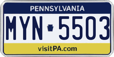 PA license plate MYN5503