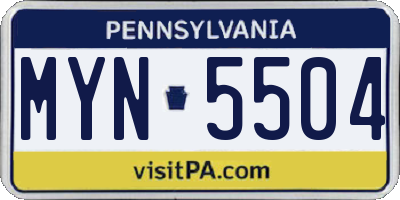 PA license plate MYN5504