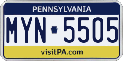 PA license plate MYN5505