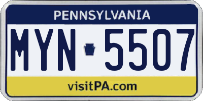 PA license plate MYN5507
