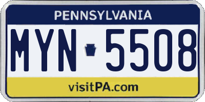 PA license plate MYN5508