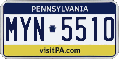 PA license plate MYN5510