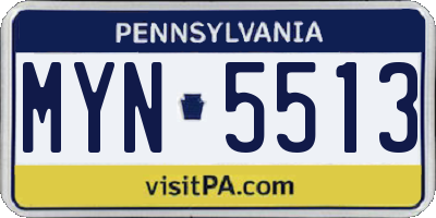 PA license plate MYN5513